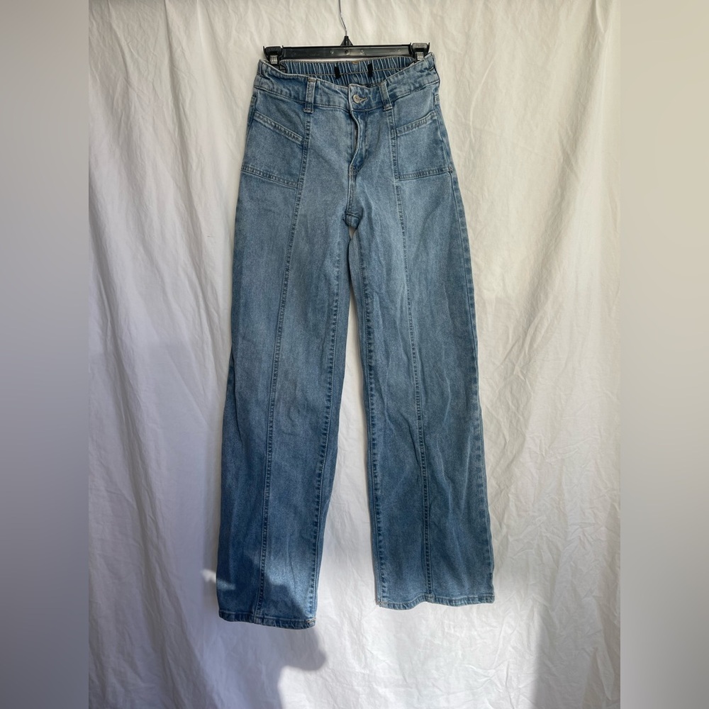 Madden NYC Mid-Rise Loose Fitted Jeans Wide Leg Denim Cargo Utility Size Small - Picture 2 of 16